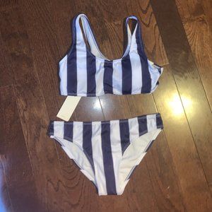 Choices Blue and White Striped Bikini
